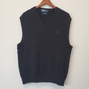 Polo Ralph Lauren 100% Cotton Sweater Vest for Men's Size XL in black